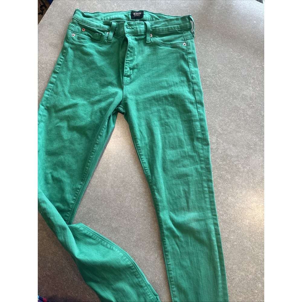 Hudson Nico Women's Size 31 Green Denim Midrise Super Skinny Jeans St Pattys Day